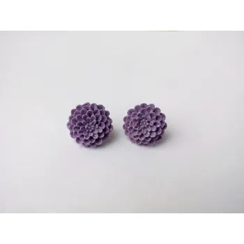 Náušnice Fimo náušnice - chrysantémy - fialková