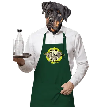 Kuchyňská zástěra Bastard Věk je jen číslo zástěra Bottle Green