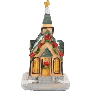 Vánoční světelná dekorace Clayre & Eef 6PR5736 dekorace zasněžený kostel s LED