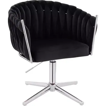 LuxuryForm DESIGN Kosmetická židle NORDEN VELUR na stříbrném kříži - černá