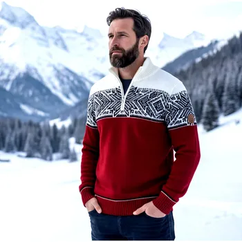 Pánský svetr Rock Expedition Norský merino svetr Elegant - červený Velikost: XXL