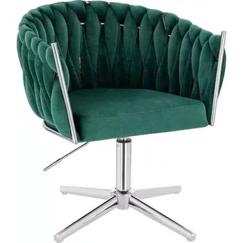 LuxuryForm DESIGN Kosmetická židle NORDEN VELUR na stříbrném kříži - zelená