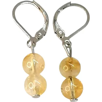 Náušnice Citrínové naušnice z korálků 8mm s ocelí