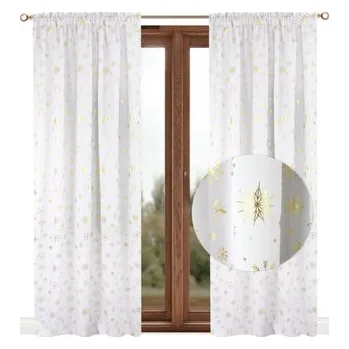 Vánoční dekorace Vánoční dekorační závěs s řasící páskou XMAS TIME II. bílá zlaté vločky 145x250 cm (cena za 1 kus) MyBestHome