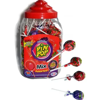 Cukrovinka PIN POP lízátka se žvýkačkou mix 18 g (100 ks)