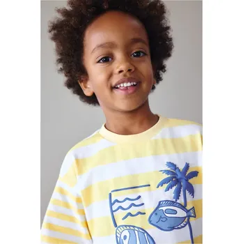 Dětské bavlněné tričko Mayoral 3082.5J.Mini.PPY2 žlutá 10X, vel. 116