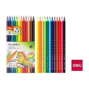 Pastelka Pastelky DELI šestihranné bezdřevé celobarevné 12 barev ENOVATION EC110-12