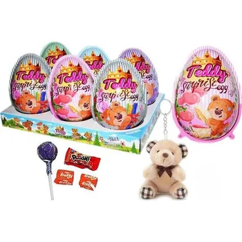 Cukrovinka Velké plastové vejce s medvídkem a cukrovinkami 20 g (6 ks)