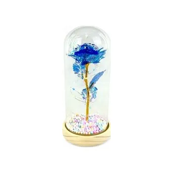 umělá květina Věčná růže ve skle se světlem LED