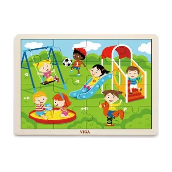 Dřevěné puzzle 16 dílků - hriště