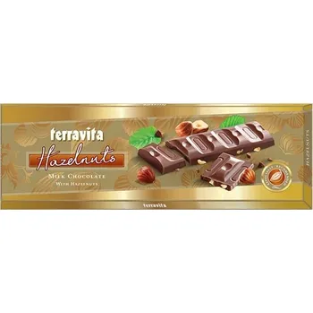 Čokoláda Terravita Mléčná čokoláda s lískovými oříšky 225 g (9 ks)
