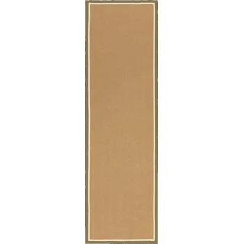 Koberec Khaki/v přírodní barvě oboustranný/ručně tkaný jutový běhoun 68x240 cm Bordo Herringbone Khaki – Asiatic Carpets ID_1821560