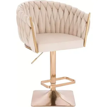 Jídelní židle LuxuryForm DESIGN Barová židle NORDEN VELUR na zlaté hranaté podstavě - krémová