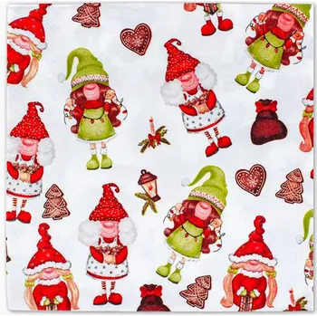 Papírový kapesník PROCOS Vánoční papírové ubrousky 33x33cm 3 vrstvé elfíci 20ks
