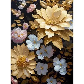 Diamantové malování Diamantové malování/Homfun - Zlaté květy