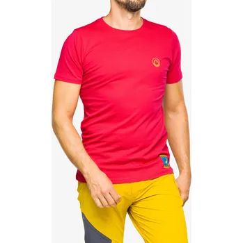 Pánská móda Bavlněné tričko La Sportiva Climbing on the Moon T-Shirt - fucsia/giallo