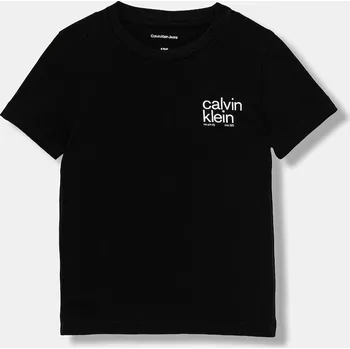 Dětská móda Dětské bavlněné tričko Calvin Klein Jeans IB0IB02579.128.170.9BYA černá 99X, vel. 170
