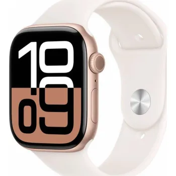 Chytré hodinky Apple Watch Series 10 GPS + Cellular, 46mm růžové zlaté hliníkové pouzdro s měkkým růžovým sportovním páskem – velikost S/M