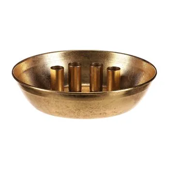 Svícen Svícen kovový - pro 4 kónické svíčky, tvar mísy, zlatý.