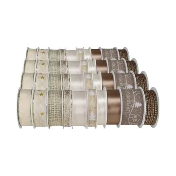 Stuha Stuha dekorační na cívce mix bílohnědá - 1 cívka