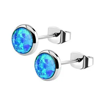 Náušnice NB1-OP05 Ocelové náušnice, OPÁL 6 mm