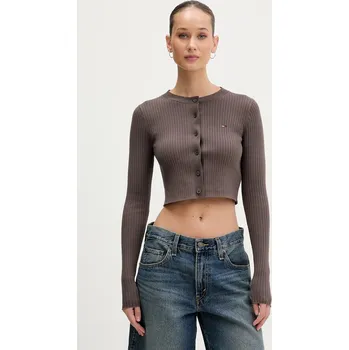 Dámský svetr Dětský kardigan Tommy Jeans DW0DW22023 hnědá 89X, vel. L