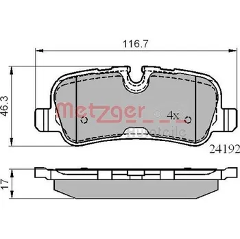 Brzdová destička Sada brzdových destiček, kotoučová brzda METZGER 1170877