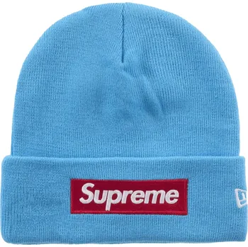 Pánská móda Supreme New Era Box Logo Beanie (FW25) Cyan UNI