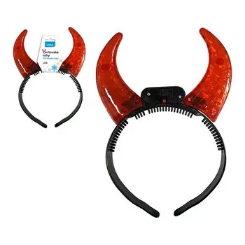 Karnevalový kostým Čertovské rohy červené krystal, svítící LUMA