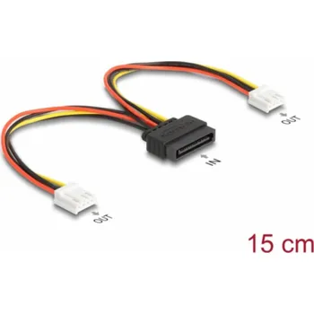 Kabel do PC DeLOCK kabel napájecího adaptéru SATA 15 pin samec > 2x floppy 4 pin samice