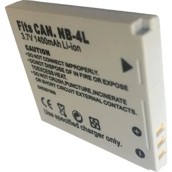 TRX baterie za Canon NB-4L 1400mAh Baterie, pro fotoaparát, 1400mAh, Li-Ion, pro Canon Digital IXUS 30, 40, 50, i7 Zoom, 100 IS, 120 IS, IXUS 120, 130, 220 HS, IXY Digital L3, PowerShot SD1000, TX1, kompatibilní s NB-4L TRX-NB-4L