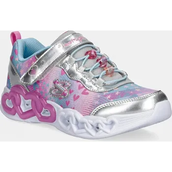 Chlapecké tenisky Dětské tenisky Skechers INFINITE HEART LIGHTS - HEART 303261L stříbrná SLV, EUR 33
