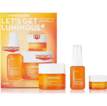 Péče o oční okolí OLEHENRIKSEN Let's Get Luminous+ OLEHENRIKSEN C-Rush Brightening Gel Creme hydratační a rozjasňující pleťový krém 35 ml + OLEHENRIKSEN Truth Serum hydratační sérum s vitaminem C 15 ml + OLEHENRIKSEN Truth Banana Bright+ Eye Crème rozjasňující oční krém 7 