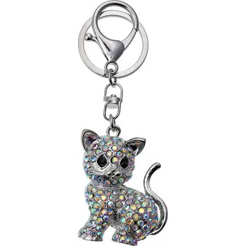 Clayre & Eef Stríbrný prívesek na klíce JZKC0124 kočička