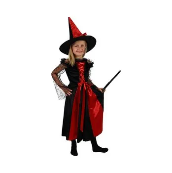 Karnevalový kostým Dětský kostým čarodějnice černo-červená s kloboukem (S) e-obal
