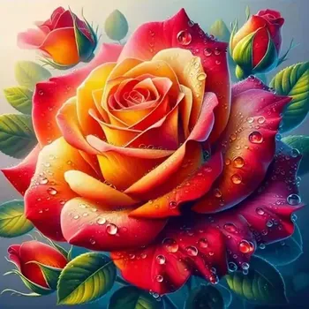 Diamantové malování Diamantové malování/Homfun - Růže + třpytivé kamínky