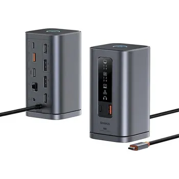 Baseus Spacemate RD-1 dokovací stanice 11v1, 100W 2xUSB-C, 3xUSB, 2xHDMI, 2x DP, 1xRJ45, 3,5mm jack