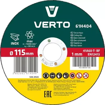Nářadí pro automobil Verto 61H404 Řezný kotouč na kov 115x22x1mm