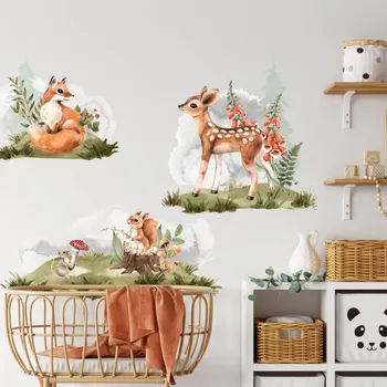 Samolepící dekorace Inspio Samolepky na zeď dětské - Liška, srnka, veverka