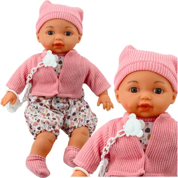Panenka LEAN Toys Panenka Miminko Svetr Čepička Dudlík Řetízek Růžová 40cm