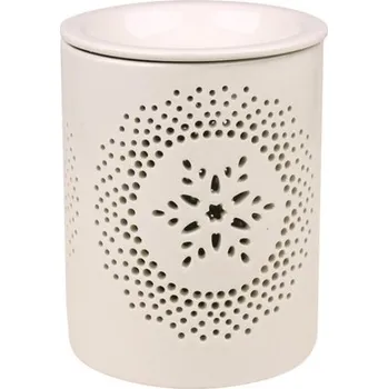Aroma lampa Aromalampa porcelánová, bílá s vločkou, průměr 10 cm, výška 13 cm