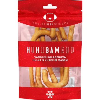 Pamlsek pro psa Huhubamboo vánoční kolagenová hůlka s kuřecím masem 5 ks