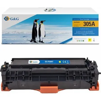 G&G toner G&G kompatibilní toner s CE412A, žlutý, 2600s, NT-PH305Y(CE412A), HP 305A, pro HP Color LaserJet Pro M375NW, Pro M475DN, M451dn,
