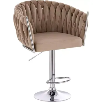 Jídelní židle LuxuryForm DESIGN Barová židle NORDEN VELUR na stříbrném talíři - latte