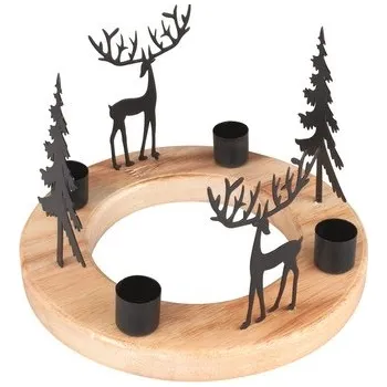 Svícen Svícen les s jeleny z kovu 20 x 13,5 cm