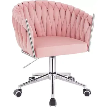 LuxuryForm DESIGN Kosmetická židle NORDEN VELUR na stříbrné podstavě s kolečky - růžová