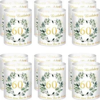 Party dekorace 12x Dekorativní lucerny k 60. narozeninám - Venkovní dekorace na stůl pro ženy a muže - Dekorace na