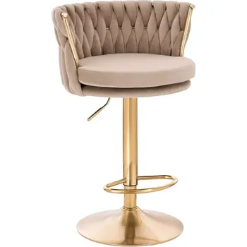 LuxuryForm DESIGN Barová židle LYON VELUR na zlatém talíři - latte