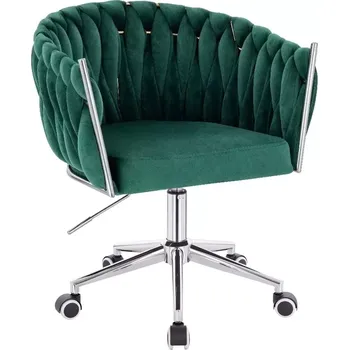 LuxuryForm DESIGN Židle NORDEN VELUR na stříbrné podstavě s kolečky - zelená