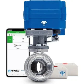 Bezpečnostní detektor Chytrá ochrana před vytopením a únikem vody PEVEKO WiFi - automatický uzávěr vody Dimenze (DN) - připojení: DN 20 - 3/4" Rp